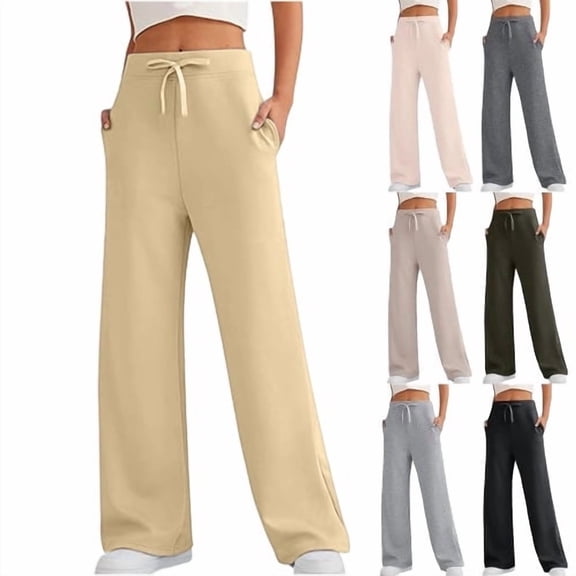 Women's Wide Leg Baggy Sweatpants Fleece Lined Sweat Pants Lounge Comfy Clothing Athletic Joggers with Pockets