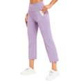 thumbnail image 1 of Women's Wide Leg Capris Pants with Pockets High Waist Yoga Leggings Cropped Stretchy Capris Pants for Ladies Wide Leg Pants for Women Purple S, 1 of 4