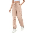 thumbnail image 1 of Women's Wide Leg Cargo Pants Baggy Smocked Waist Fashion Pants With Pockets, 1 of 5