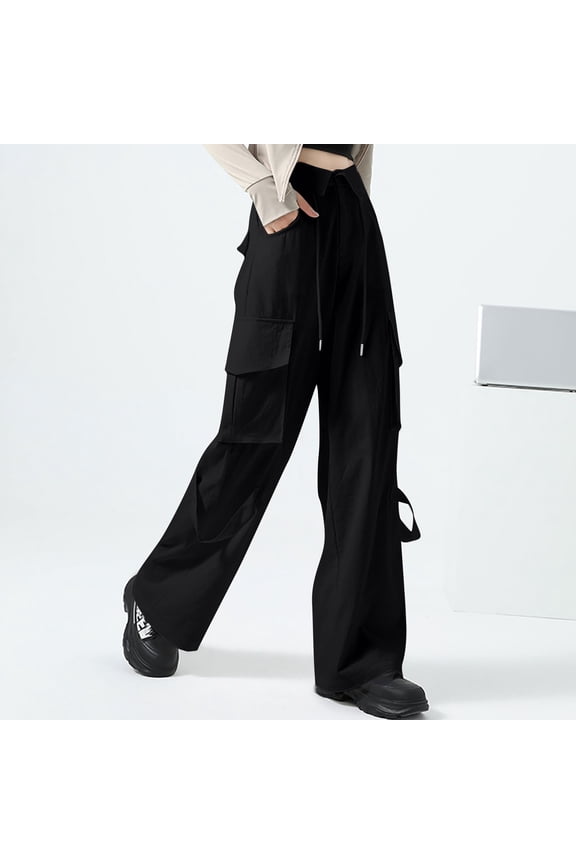 Women's Wide Leg Cargo Pants Workout Hiking Pants for Women with Pockets Casual Straight Trousers High Waisted Pants Casual Slim Fit Pants