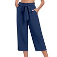 thumbnail image 1 of Women's Wide Leg Casual Pants High Waist Lightweight Loose Fit with Adjustable Belt and Pocket for Comfortable Everyday Wear, 1 of 2