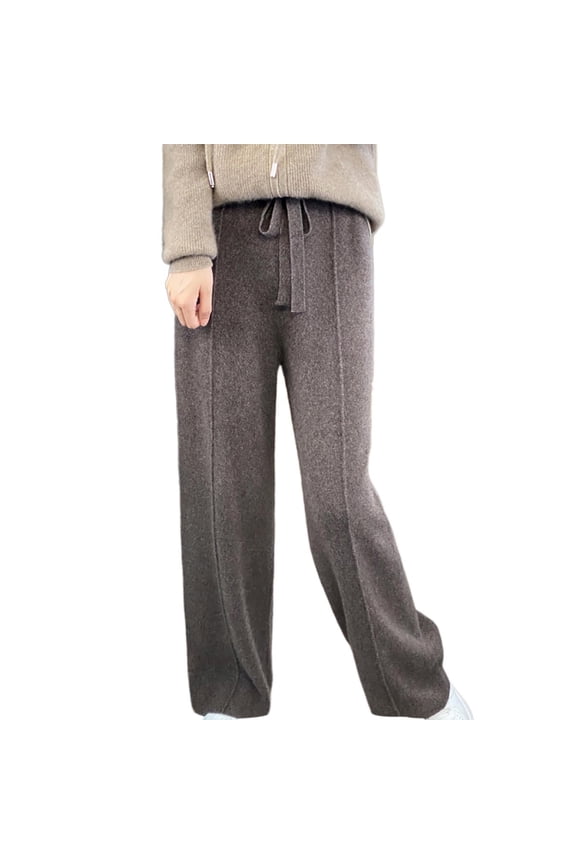 Women's Wide Leg Casual Pants Soft Wool Blend Draped Trousers Comfortable Elegant Wear Stretchy High Waist Flowy