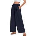 thumbnail image 1 of Women's Wide Leg Casual Pants Summer High Waist Side Tie Knot Lightweight Loose Flowy Beach Trousers With Pockets Women Pants Casual plus Size plus Size Pants for Women A Women Pants Track Pants Wide, 1 of 6