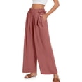 thumbnail image 1 of Women's Wide Leg Casual Pants Summer High Waist Side Tie Knot Lightweight Loose Flowy Beach Trousers With Pockets Women Pants Casual plus Size plus Size Pants for Women A Women Pants Track Pants Wide, 1 of 6