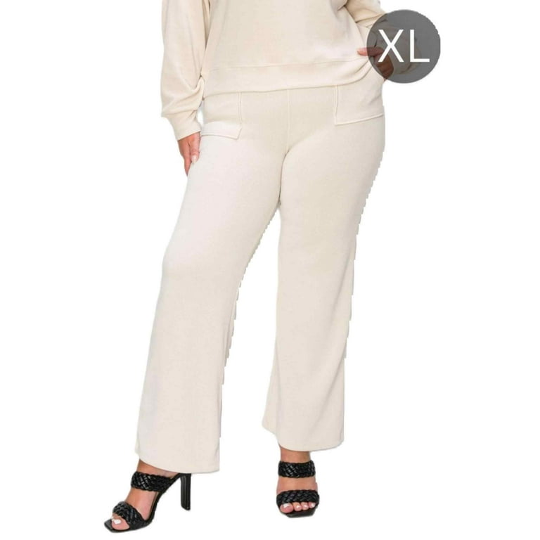 Women's Wide-Leg Corduroy Pants, Ivory, XL - Main Image