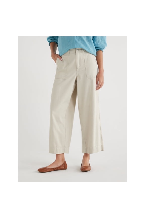 Women's Wide Leg Crop Pant Size 2 Ivory