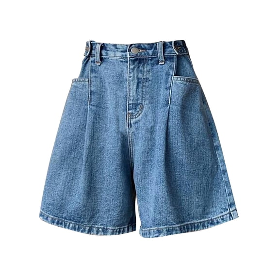 Women’s Wide Leg Denim High Waisted Loose Jean Shorts Lightweight Casual Summer Jorts with Pockets for Vacation Beach Outfits (Blue XL)