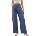 thumbnail image 1 of Women's Wide Leg Dress Pants High Waisted Business Casual Trousers Stretchy Work Palazzo Slacks with Side Pockets Comfortable Outfits, 1 of 2