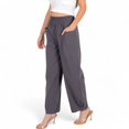 thumbnail image 1 of Women's Wide-Leg Elastic Waist Pants with Side Pockets - Small, Gray, 1 of 7