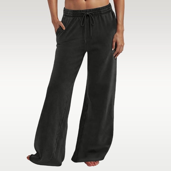 Women's Wide Leg Fleece Lined Sweatpants Winter Baggy Lounge Travel Pants Fashion Outfits Joggers Clothes