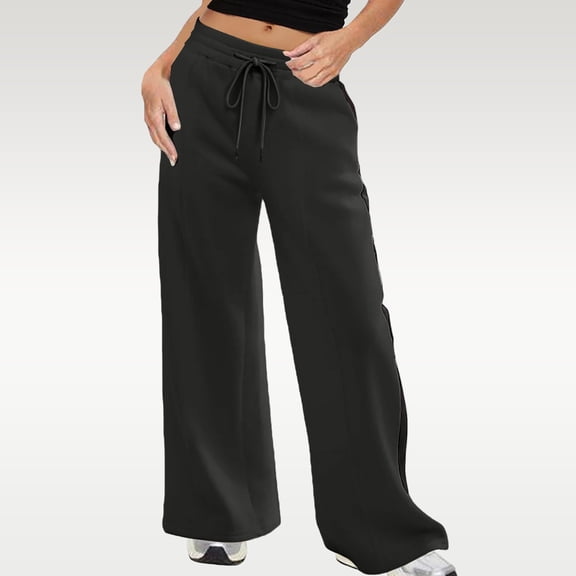 Women's Wide Leg Fleece Lined Sweatpants Winter Baggy Lounge Travel Pants Fashion Outfits Joggers Clothes