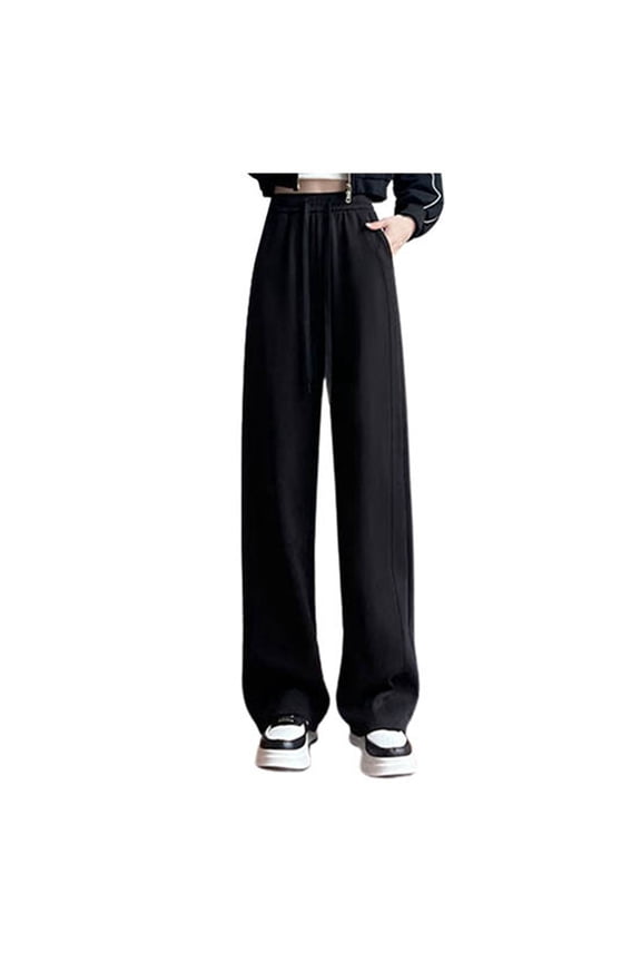 Women's Wide Leg Flowing Casual Pants Straight Elastic Waist Comfortable Sports Trousers 2024 Autumn Fashion