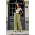 thumbnail image 1 of Women's Wide Leg High Waist Pants Loose Fit Back Elastic Waist Pleated Front Trousers for Work Casual, 1 of 4