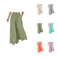 thumbnail image 1 of Women's Wide Leg High Waisted Yoga Pants, Casual Comfy Drawstring Palazzo Culottes with Elastic Waist, Boho Beach & Plus Size Hippie Style, 1 of 5