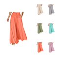 thumbnail image 1 of Women's Wide Leg High Waisted Yoga Pants, Casual Comfy Drawstring Palazzo Culottes with Elastic Waist, Boho Beach & Plus Size Hippie Style, 1 of 5