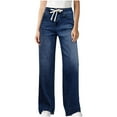 thumbnail image 1 of Women's Wide Leg Jeans Drawstring High Waisted Stretchy Y2k Baggy Jeans Casual Loose Fits Denim Trousers Pants with Pockets Comfy Straight Denim Pants, 1 of 8