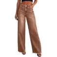 thumbnail image 1 of Women's Wide Leg Jeans High Waisted Strechy Raw Hem Denim Pants, 1 of 18