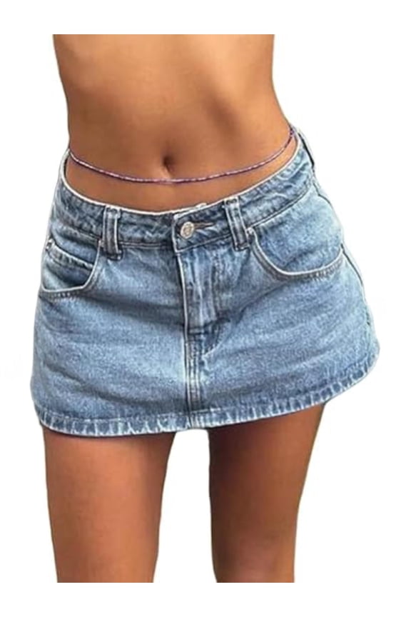Women's Denim Mini Skirt Low Waist Jean Skirts for Women,Vintage Y2K Style Summer Denim Skirts