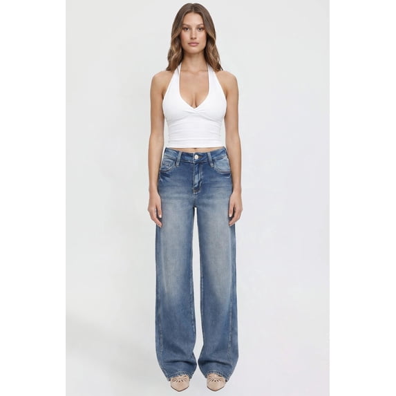 Women's Wide Leg Jeans with Seam Detail