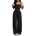 thumbnail image 1 of Women's Wide Leg Jumpsuit Sleeveless Square Neck Strappy Open Back Casual Loose Fit, 1 of 5