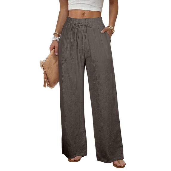 Women's Wide Leg Linen Pants Loose Pants Casual Straight Leg Pants Beach Pants Lightweight for Daily