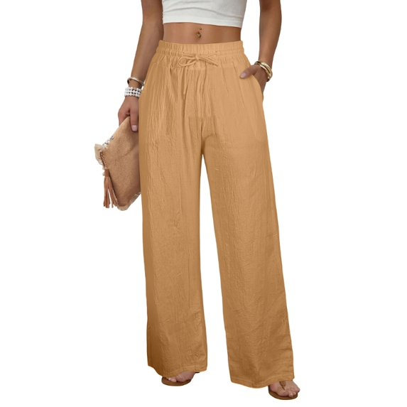 Women's Wide Leg Linen Pants Loose Pants Casual Straight Leg Pants Beach Pants Lightweight for Daily