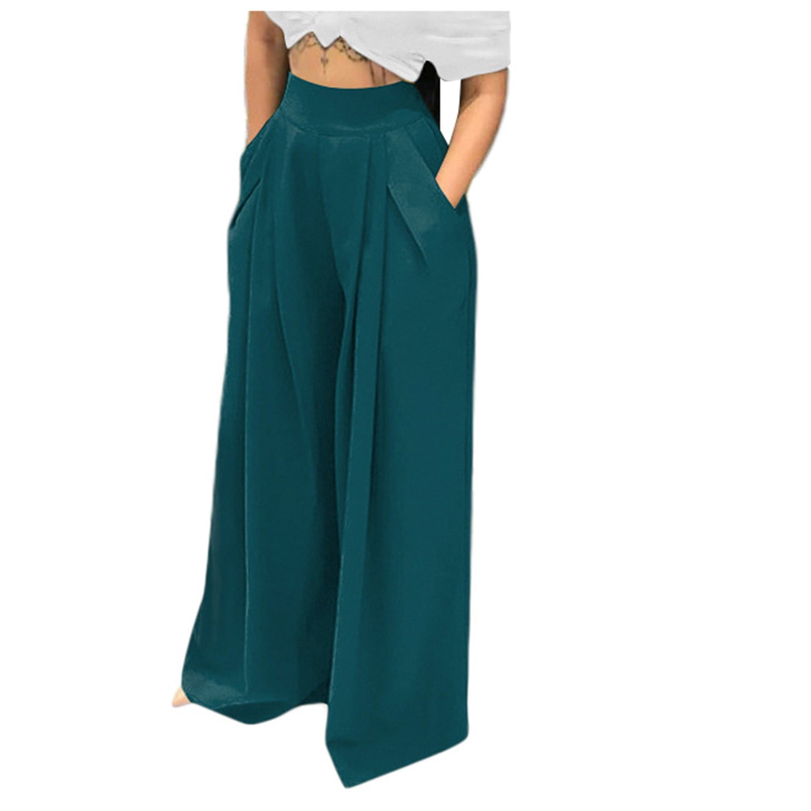 Women's Wide Leg Long Palazzo Pants High Waisted Pleated Loose Fit