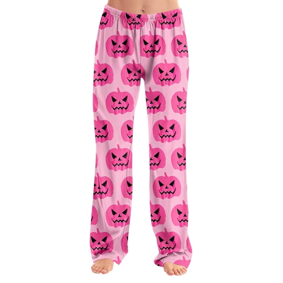 Women's Wide Leg Lounge Pants Halloween Yoga Pajamas Comfy Stretch Print Pajamas Puls Size Dance Bottoms S-2XL
