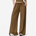 thumbnail image 1 of Women's Wide Leg Lounge Pants with Drawstring Waist and Relaxed Fit for All-Day Comfort - X Large, Brown, 1 of 7