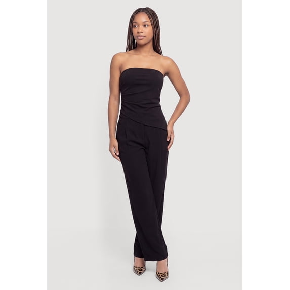 Women's Wide Leg Mid Rise Pleated Dress Pants