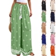 thumbnail image 1 of Women's Wide Leg Palazzo Pants 2026 Summer Boho Trousers Flowy Spring Beach Vacation Resort Wear Pants, #01 Green, XL, 1 of 6