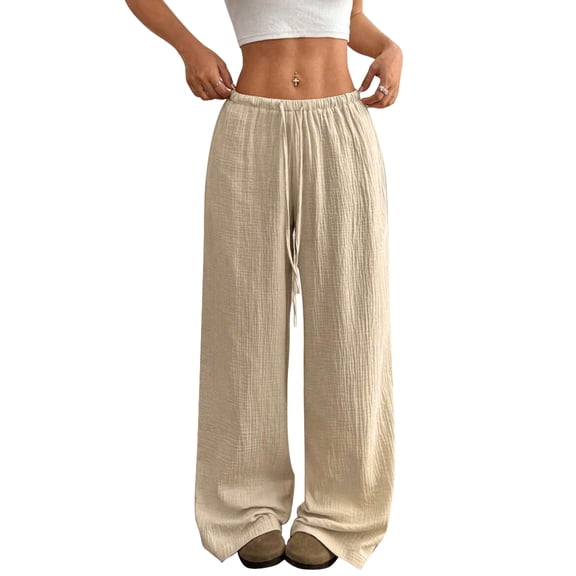 Women’s Wide Leg Palazzo Pants Casual Loose Lounge Pants Spring Summer Beach Trousers with Pockets