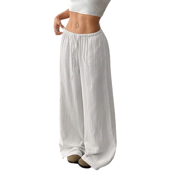 Women’s Wide Leg Palazzo Pants Casual Loose Lounge Pants Spring Summer Beach Trousers with Pockets