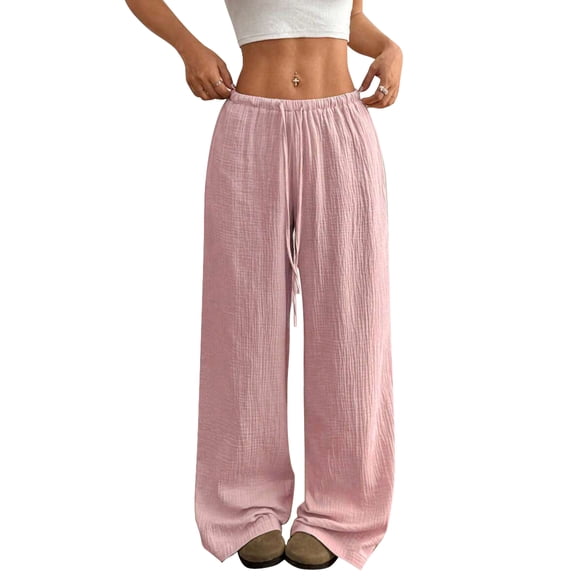 Women’s Wide Leg Palazzo Pants Casual Loose Lounge Pants Spring Summer Beach Trousers with Pockets