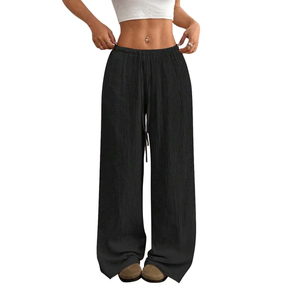 Women’s Wide Leg Palazzo Pants Casual Loose Lounge Pants Spring Summer Beach Trousers with Pockets