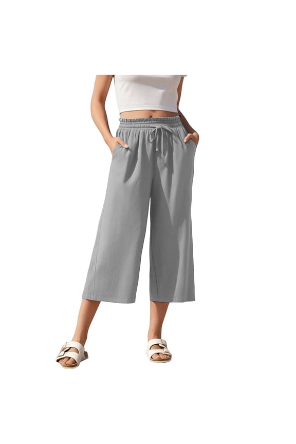 Women's Wide Leg Palazzo Pants Dressy Casual Gaucho Pants 2026 Causual Elastic Waist with Pockets