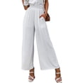 thumbnail image 1 of Women's Wide Leg Palazzo Pants High Waisted Loose Fit Pleated Casual Trousers Comfortable Flowy Smocked Elastic Waist, 1 of 2