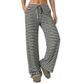 thumbnail image 1 of Women’s Wide Leg Palazzo Pants High Waisted Striped Knit Lounge Pants Elastic Waist Drawstring Casual Pajama Trousers, 1 of 8