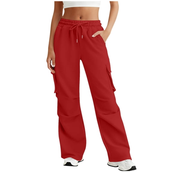 Women's Wide Leg Pants Bundle Foot Elastic Waist Drawstring with Pockets