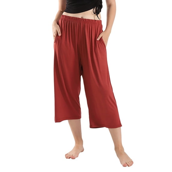 Women's Wide Leg Pants Capri Plus Size Cotton Com table Cropped 3XL 7XL Stretch Dress Casual Flowy Palazzo Pants Women