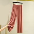 thumbnail image 1 of Women's Wide Leg Pants Casual Pant Casual Petite Wide Leg Pants Mid Rise Stretchy Wide Leg Pants Pull On Drawstring Cropped Pants Casual Straight Trousers Summer Pull On Straight Leg Pants Hot Pink, 1 of 3