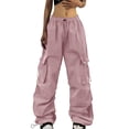 thumbnail image 1 of Women's Wide Leg Pants Elastic High Waist Cargo Multiple Pockets Jogger Y2K Pant Stretch Dress Casual Flowy Palazzo Pants Women, 1 of 7