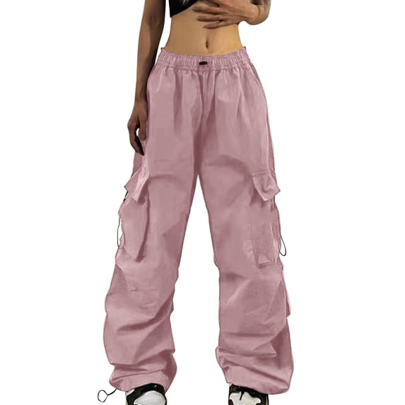 Women's Wide Leg Pants Elastic High Waist Cargo Multiple Pockets Jogger Y2K Pant Stretch Dress Casual Flowy Palazzo Pants Women