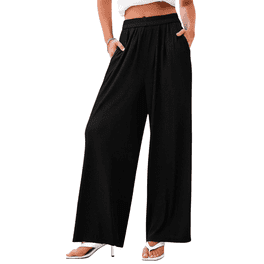 Women s Loose Wide Leg High Waisted Dress Pants Stretchy Button Up Long Trousers Pants Office Work Business 4XL A Black Walmart