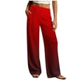 thumbnail image 1 of Womens Wide Leg Pants Gradient High Waisted Palazoos for Women Drawstring Waist Straight Leg Pants with Pockets Cotton Linen Flowy Summer Pants, 1 of 6