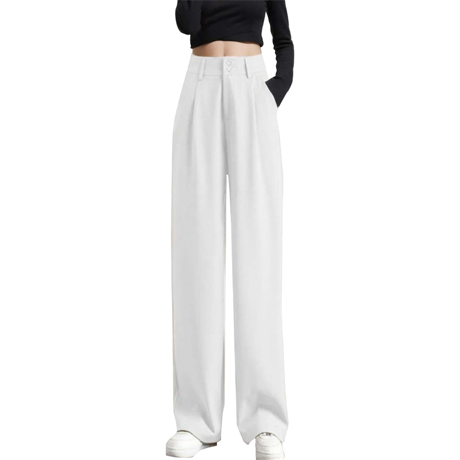 Women's Wide Leg Pants High Elastic Waisted Business Work Women's Wide Leg Pants High Elastic Waisted Business Work