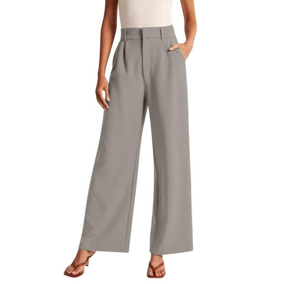 Women's Wide Leg Pants High Elastic Waisted in The Back Business Work Trousers Long Straight Suit Pants