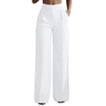 thumbnail image 1 of Women's Wide Leg Pants High Waist Elastic Straight Casual Work Pants with Pockets, 1 of 9