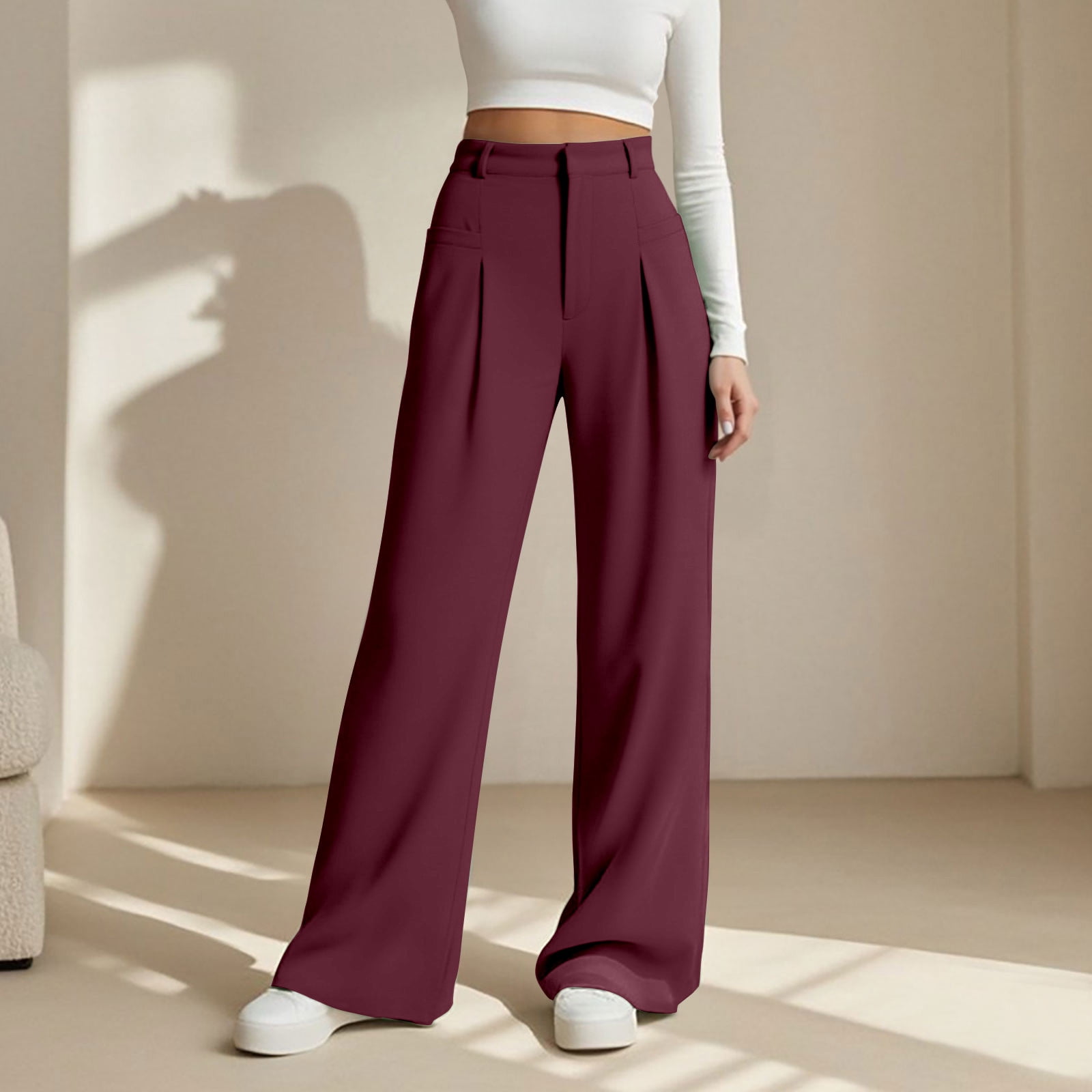 Women's Wide Leg Pants High Waisted Dress Work Pants Business Casual ...