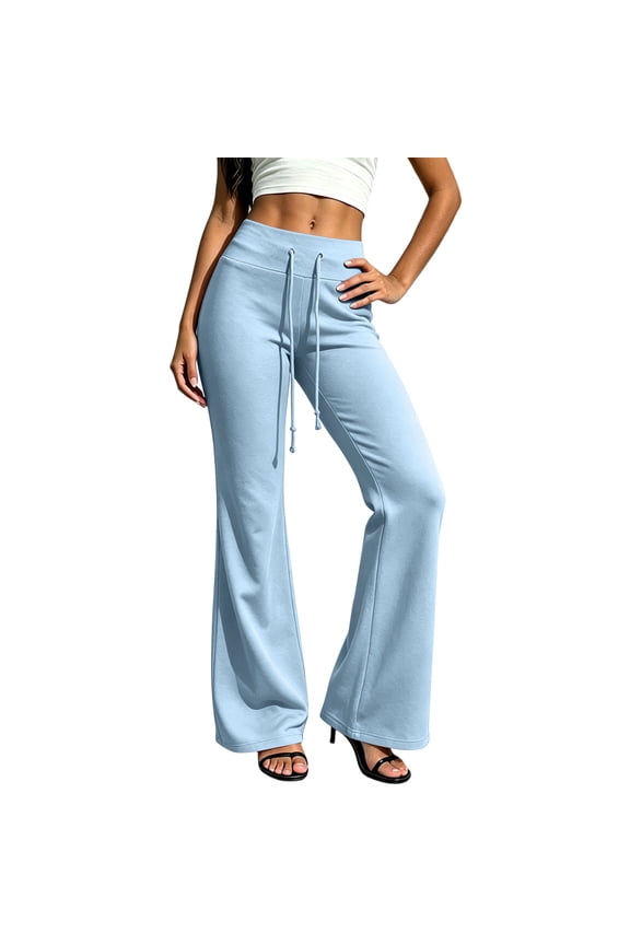 Women's Wide Leg Pants High Waisted Flare Soft Drawstring Yoga Pants for Loungewear Workout Outdoor Hiking Walking